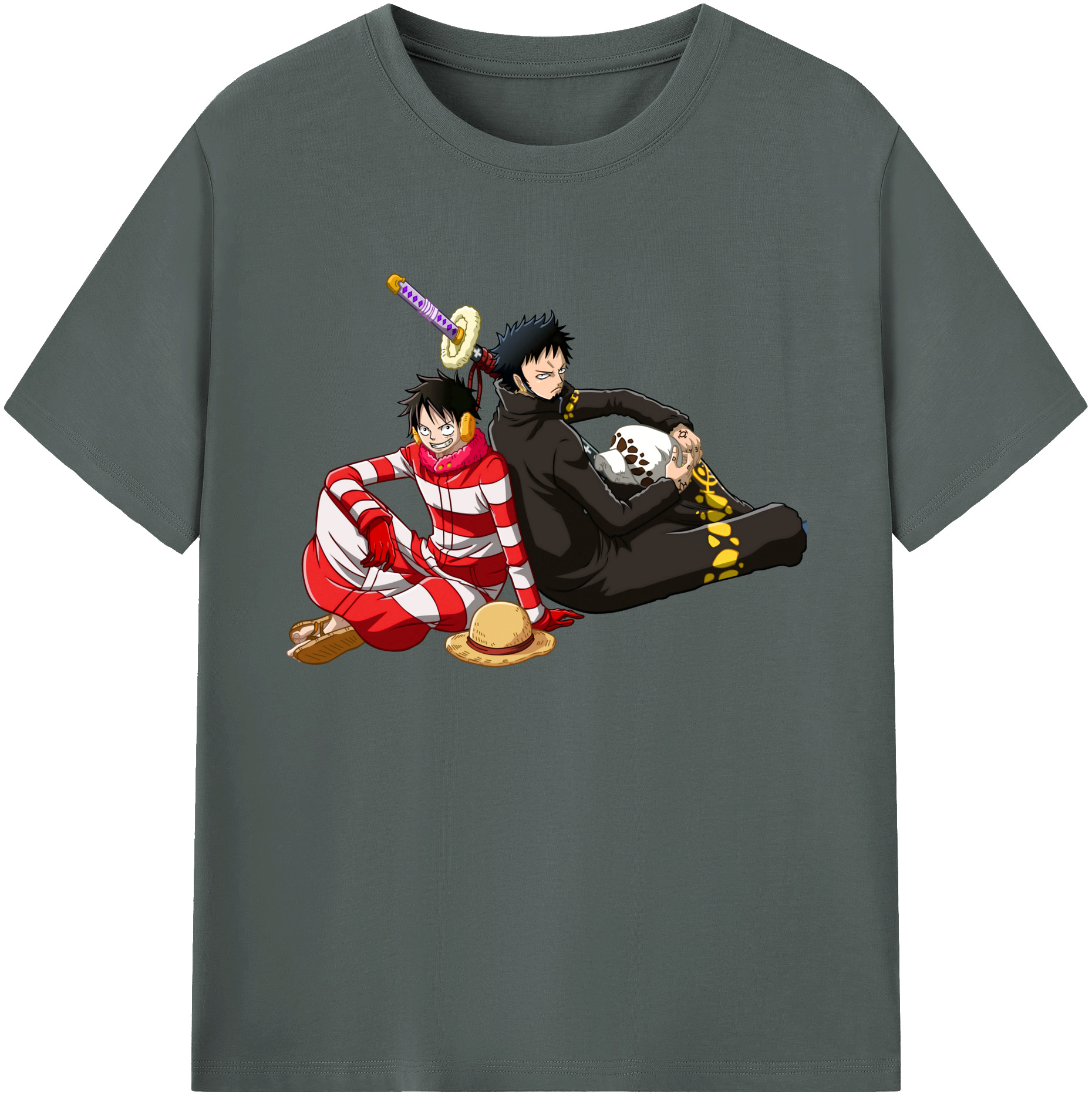 ワンピース モンキー・D・ルフィ ONE PIECE Monkey D. Luffy 綿100％ メンズ半袖Tシャツ｜肌触りやわらか＆通気性